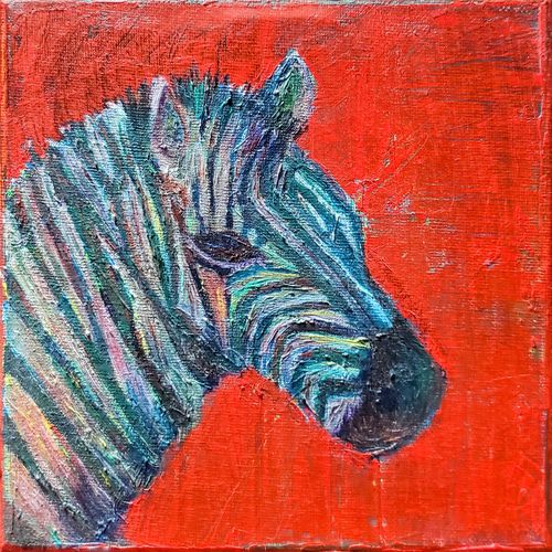 Okay 馬　しまうま　絵画 Okay 馬しまうま絵画