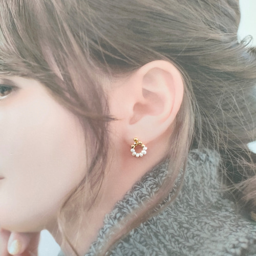 再販☆淡水パール✴大人のこだわり華奢ピアス/イヤリング✴痒くなり 