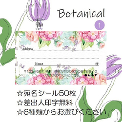 ⭐️宛名シール⭐️50枚⭐️ボタニカル⭐️Botanical⭐️折曲なしクリアファイル⭐️おしゃれ⭐️かわいい 1枚目の画像