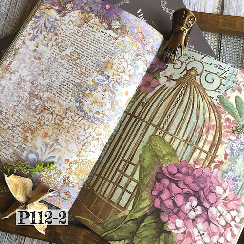 送料無料【P112-2 コラージュ素材】海外紙モノ コラージュノート