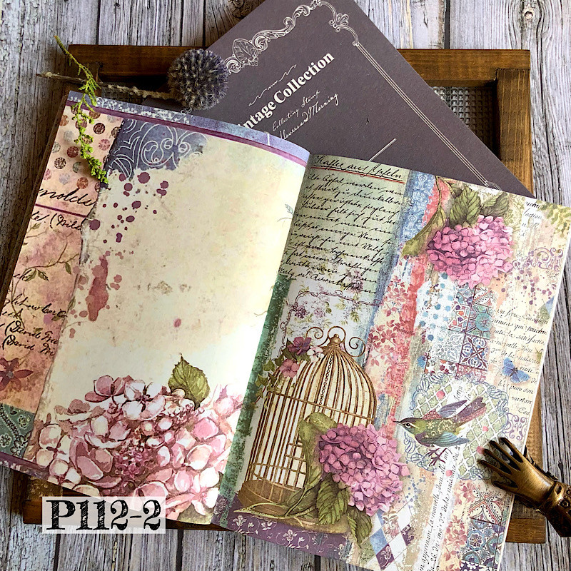 送料無料【P112-2 コラージュ素材】海外紙モノ コラージュノート