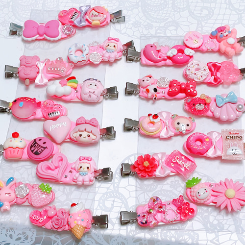 デコホイップヘアピン ピンク② ヘアピン 中止キャンセルOHI♡handmade