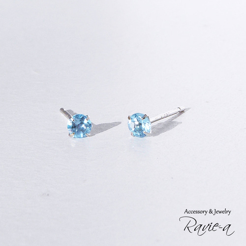 人気 ブランド チェック K14WG ブルートパーズピアス ピアス 4本爪 1粒ピアス 3mm アクセサリー