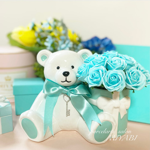 特価商品  lucky その他 bear♡ラッキーベア♡ソープフラワー付き 置物