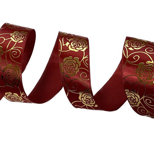 箔押しローズ柄サテンリボン リボン・テープ m1m1 通販｜Creema  