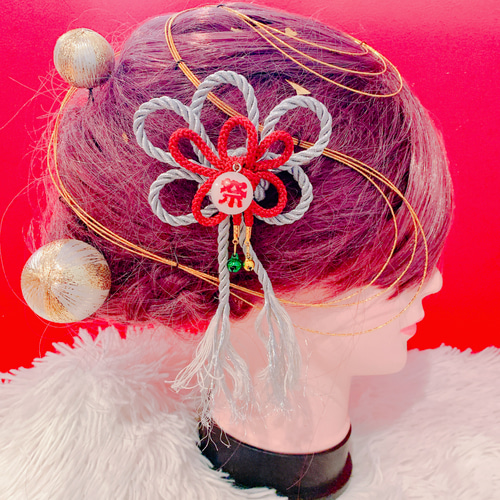 お祭おめかしタッセルヘアゴム No.64 あじさいおめかし タッセル ヘアゴム