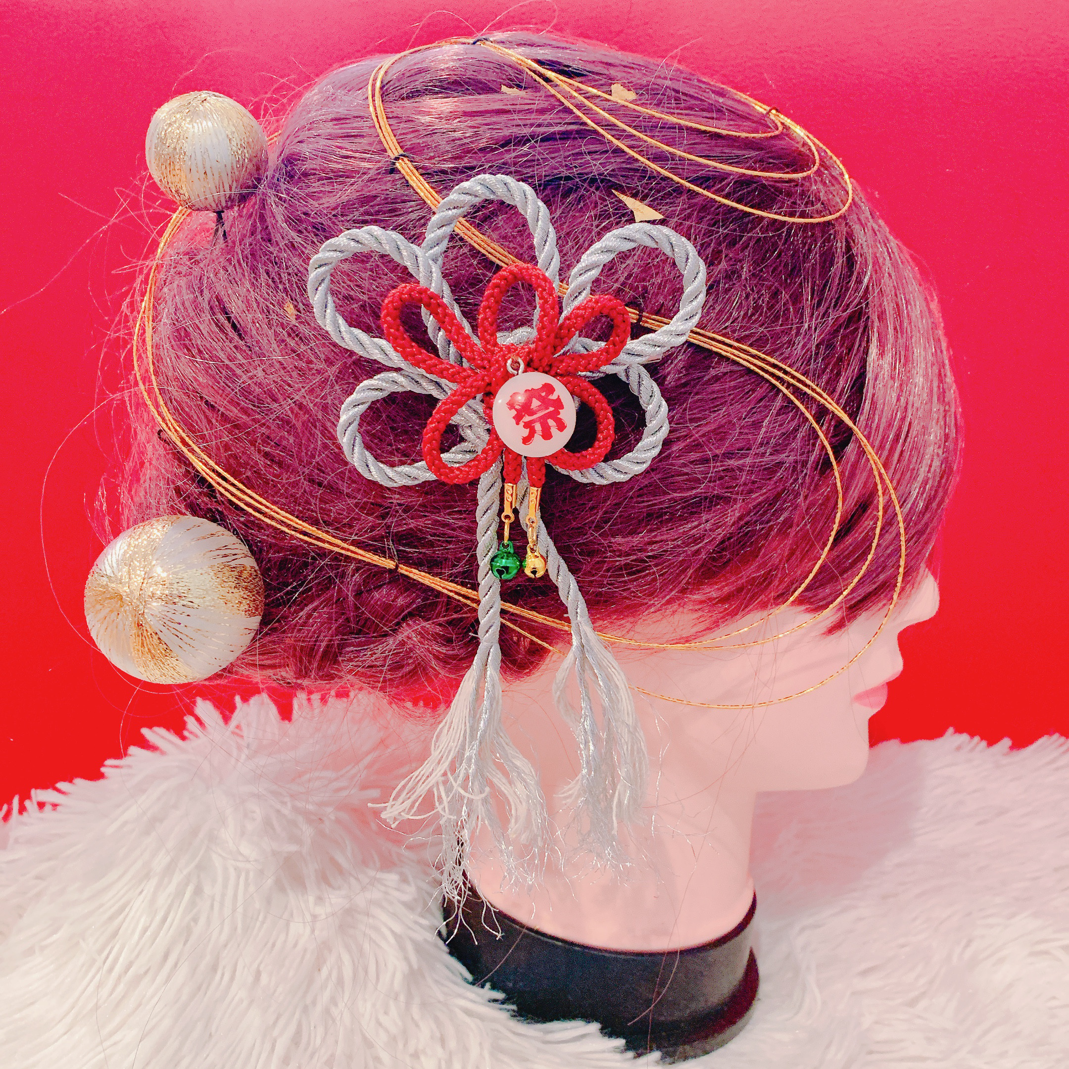 sexy黒白金紫★簪 扇子 水引きタッセル★結婚式 成人式 髪飾り セット 花魁 sexy黒白金紫☆簪 扇子 水引きタッセル☆結婚式 成人式 髪