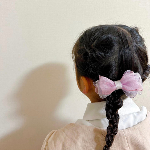 ⭐︎大人&キッズリボン⭐︎ カラフルオーガンジーリボン ヘアゴム  