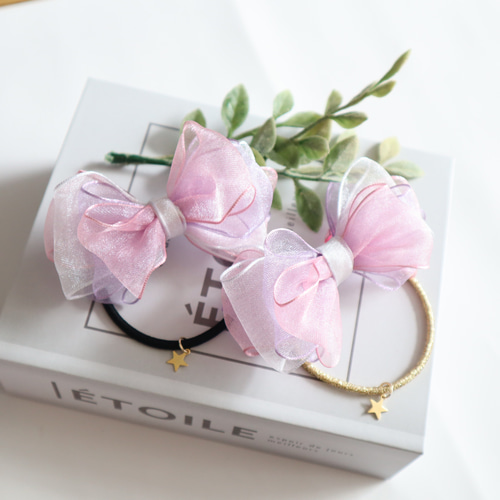 ⭐︎大人&キッズリボン⭐︎ カラフルオーガンジーリボン ヘアゴム  