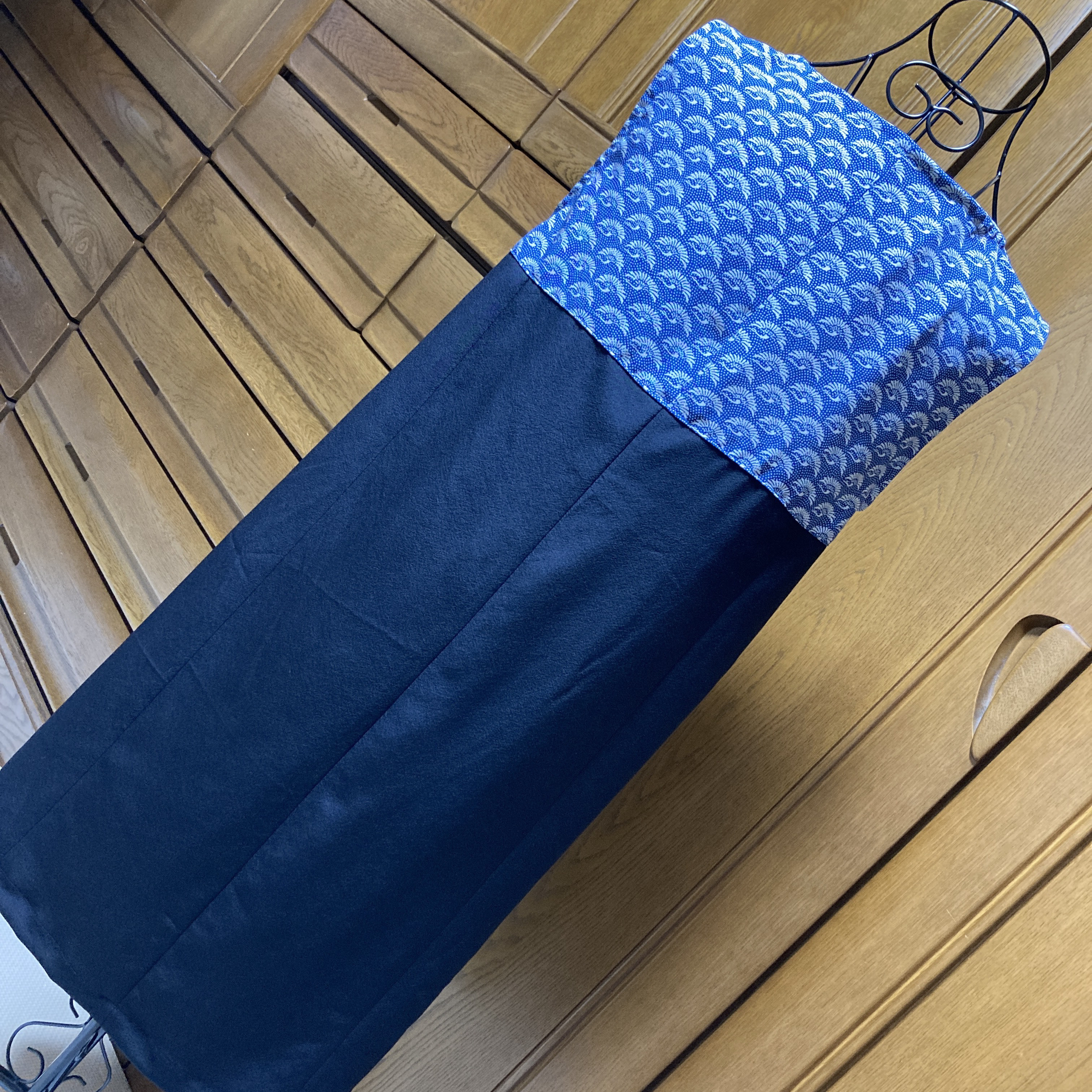 着物からリメイク　ツートンのシンプルワンピース