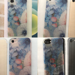 ブルーアネモネ柄スマホケースiPhone13/iPhoneXR/iPhone12/iPhone11/iPhone14 2枚目の画像