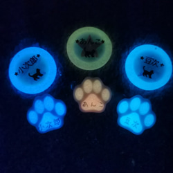 《暗闇で光る迷子札》♥キラキラ星シルエット犬&肉球セット♥ 3枚目の画像