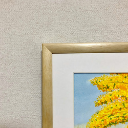 「ミモザの小径」透明水彩画　原画　風景画　額縁付　F4サイズ 5枚目の画像
