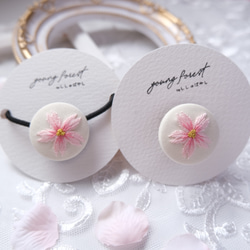 薔薇刺繍と花柄のぱっちんピンSet(オレンジB) ヘアピン ししゅばやし