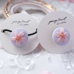 バラ刺繍パッチンピン♡むらさき 薔薇刺繍と花柄のぱっちんピンSet(オレンジB) ヘアピン ししゅ