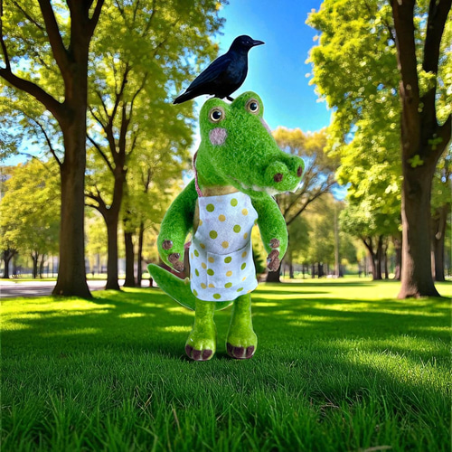 ワニくん/羊毛フェルトフィギュア/首.尻尾動きます 羊毛フェルト Sugar