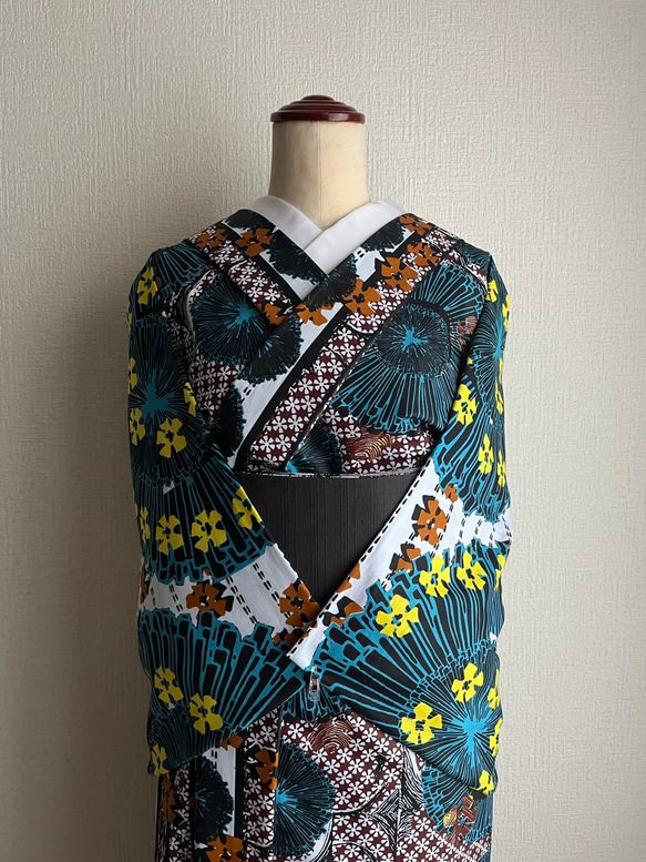 Sold ガーナアフリカン着物 WOODIN「花旅」フルオーダー／セミオーダー 3枚目の画像