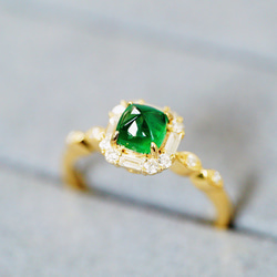 美幻」K18 天然エメラルド 高品質 天然ダイヤモンド オーダーメイド