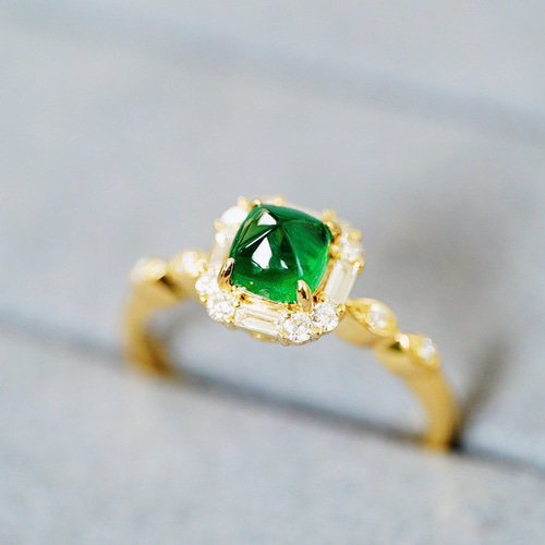 美幻」K18 天然エメラルド 高品質 天然ダイヤモンド オーダーメイド