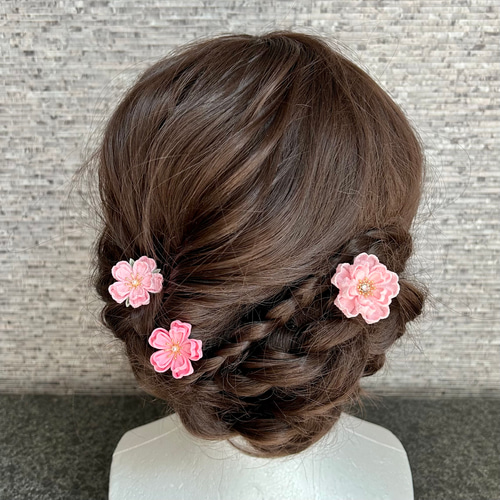 七五三(7歳さん以上向け)桜かんざしセット ピンク つまみ細工 七五三(7歳さん以上向け)桜かんざしセット ピンク つまみ細工