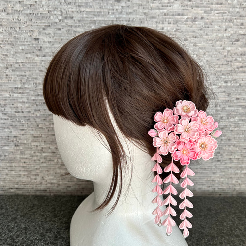 七五三（7歳さん以上向け）桜かんざしセット ピンク つまみ細工 *髪 ...