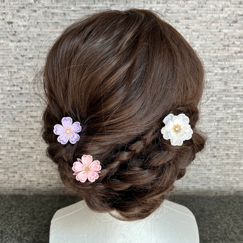七五三(7歳さん以上向け)桜かんざしセット つまみ細工 ピンク 七五三(7歳さん以上向け)桜かんざしセット つまみ細工 ピンク