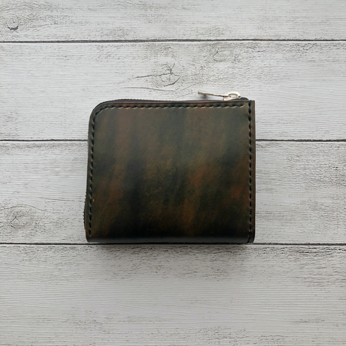 受注製作 Horweenシェルコードバン マーブルブラックL字ファスナーミニ