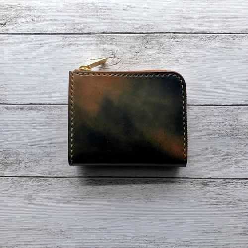 受注製作 Horweenシェルコードバン マーブルブラックL字ファスナーミニ