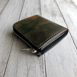 受注製作 Horweenシェルコードバン マーブルブラックL字ファスナーミニ