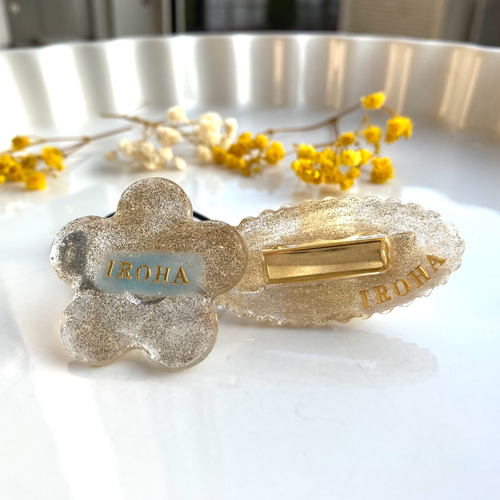 レジンヘアゴム二連花ベビーイエロー淡色春色