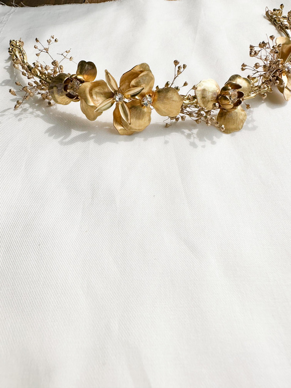 かすみ草ヘッドドレスブライダル花嫁　ブライダルアクセサリー　ウェディングアクセサリー　成人式　和装ヘア 2枚目の画像