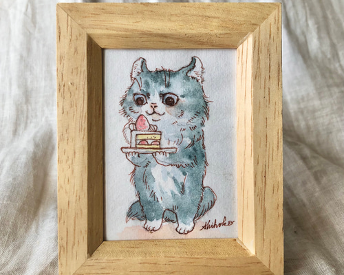 絵画。壁掛け原画【Cute cat cake】0 3 買い誠実 絵画。壁掛け原画【Cute cat cake】0 2 絵画 - 絵画