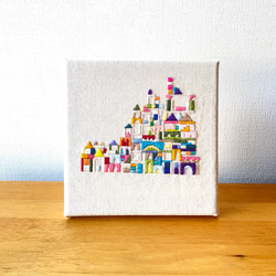 SALE》ミモザのリース(手刺繍・ビーズ) ファブリックパネル(ボード