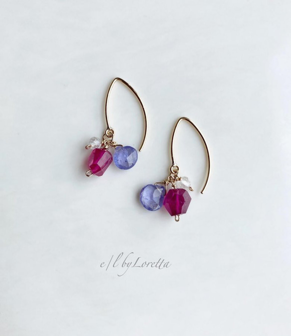 ルビー × タンザナイト × クリスタル pierce/earring 1枚目の画像