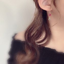 ルビー × ローズクオーツ pierce/earring 2枚目の画像