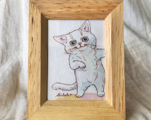 猫のちっちゃな原画 ひょっこり 02 イラスト クワハラシホコ