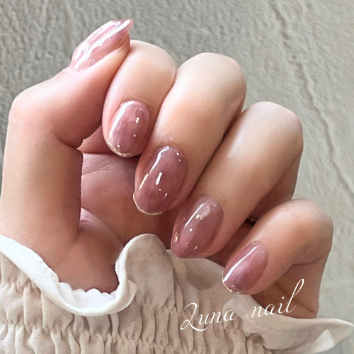 透け感ピンクニュアンス✨ミラーフレンチネイル ネイルチップ（つけ爪  