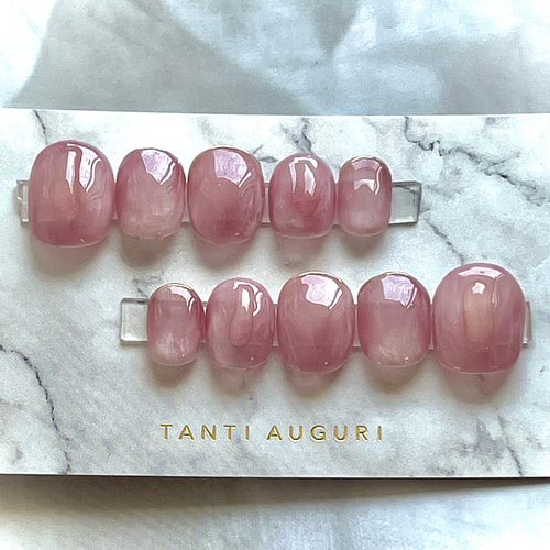 透け感ピンクニュアンス✨ミラーフレンチネイル ネイルチップ（つけ爪