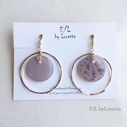 Botanical big hoop pierce/earring(Lavender) 1枚目の画像