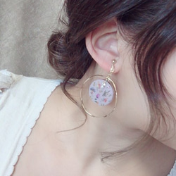 Botanical big hoop pierce/earring(Lavender) 3枚目の画像