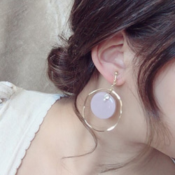 Botanical big hoop pierce/earring(Lavender) 4枚目の画像