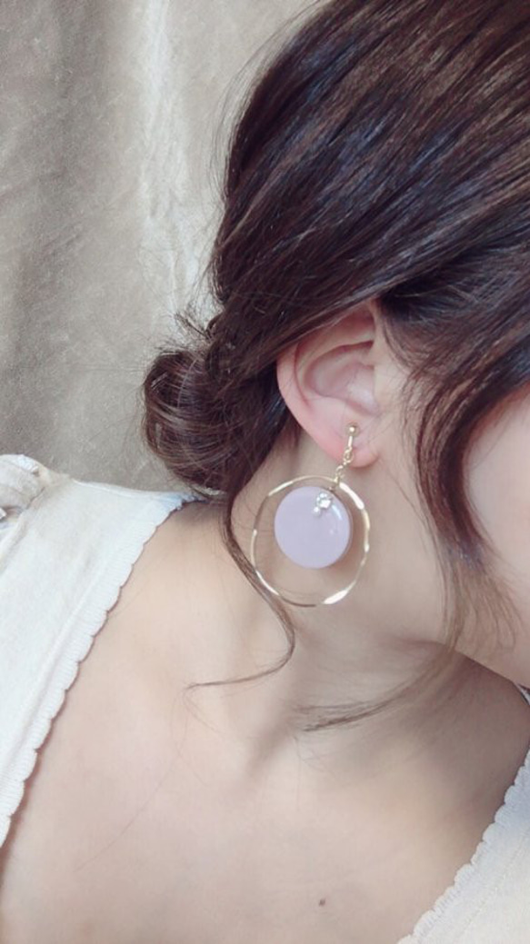 Botanical big hoop pierce/earring(Lavender) 4枚目の画像