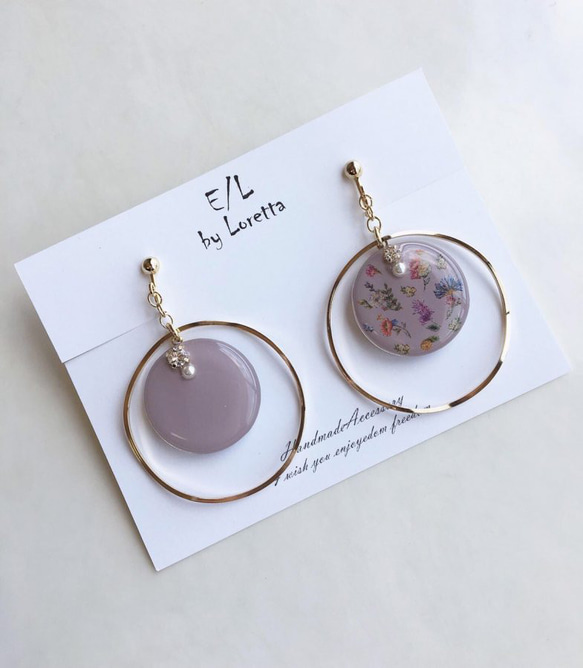 Botanical big hoop pierce/earring(Lavender) 2枚目の画像