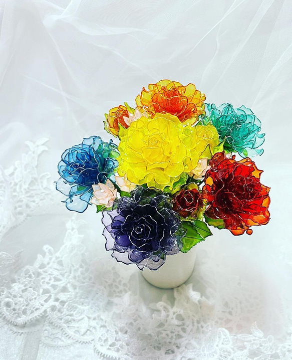 ミニサイズ 薔薇 〜ディップアート〜 アメリカンフラワー 薔薇の