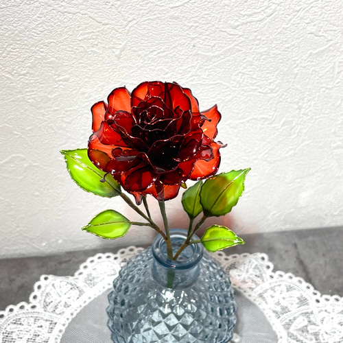 アメリカンフラワー　ディップフラワーNO.138 （薔薇・レースフラワー） ミニサイズ 薔薇 〜ディップアート〜 アメリカンフラワー 薔薇の