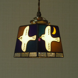 夜空と月と鳥さんのランプ（受注制作品です） ＋ペンダント灯具 6枚目の画像