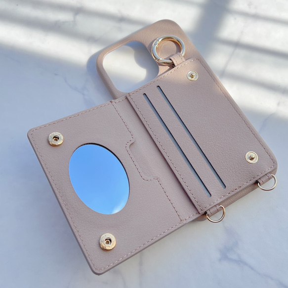 全機種対応 刻印無料♡ｼｮﾙﾀﾞｰ ﾐﾗｰ 4枚ｶｰﾄﾞ収納 スマホケース  背面カバー iPhone17pro 16他 7枚目の画像