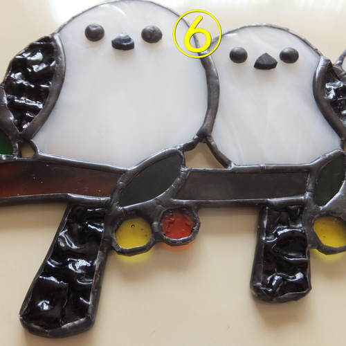 受注制作】ステンドグラス シマエナガ サンキャッチャー 【鳥