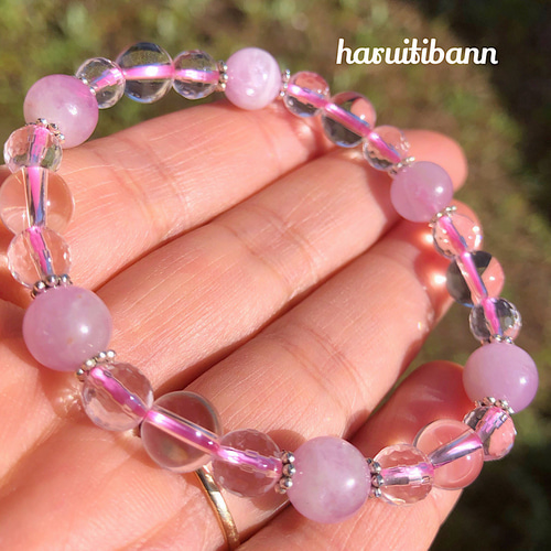 大人気♡クンツァイト×水晶 無償の愛を教えてくれる天然石 ピンク  