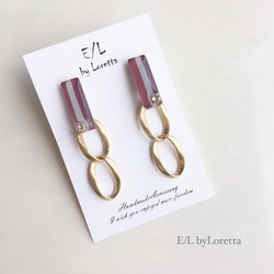 Stick color line W ring pierce/earring(Pink) 1枚目の画像
